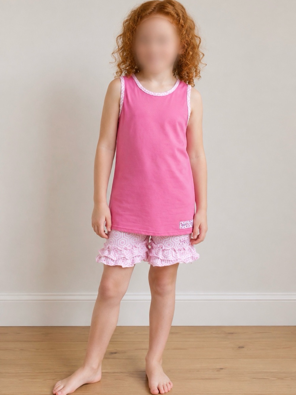 Ruffle Girl Pink Tank & Honeycomb Short Set